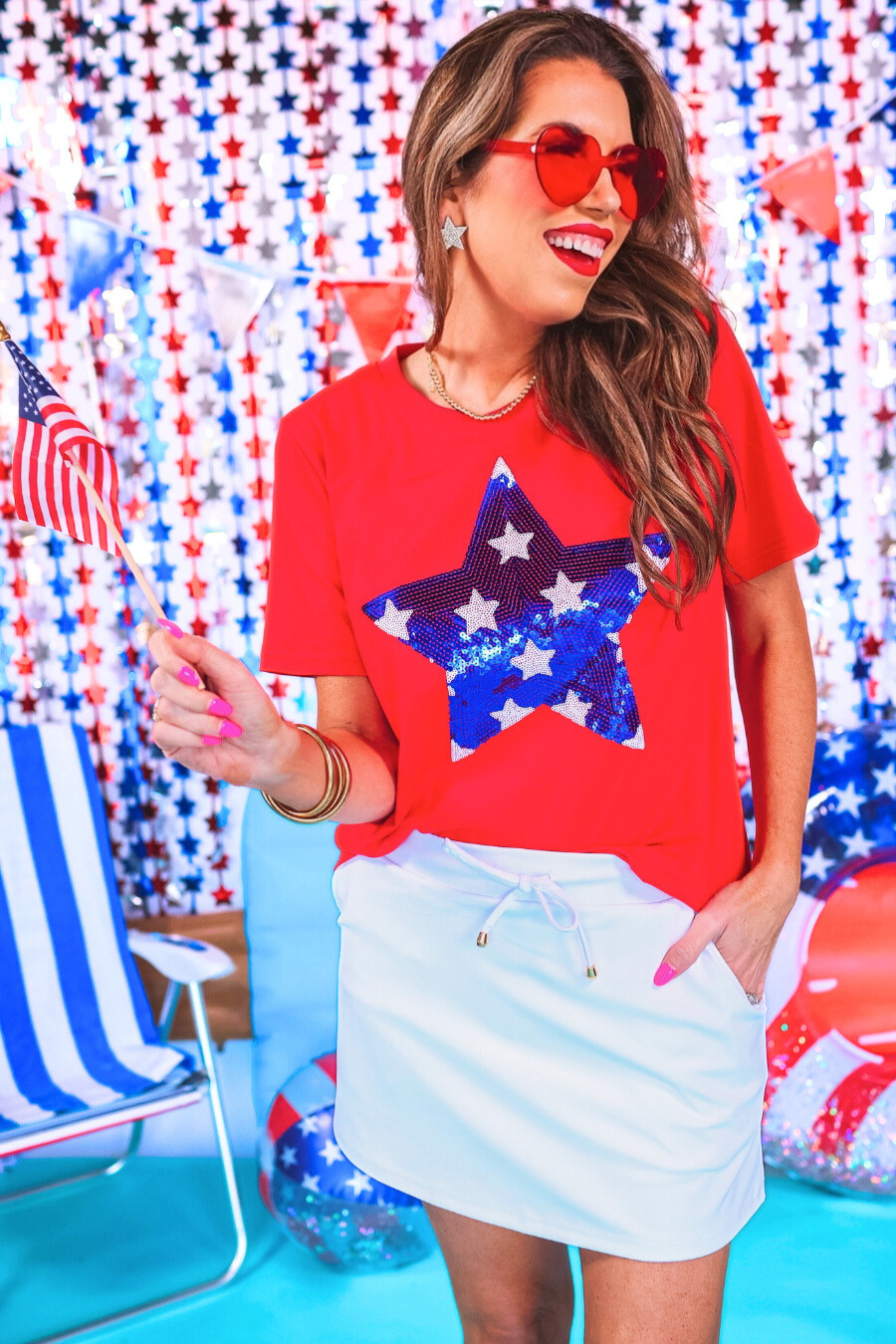 Stars And Sparklers Sequin Top, Red - Jess Lea Boutique