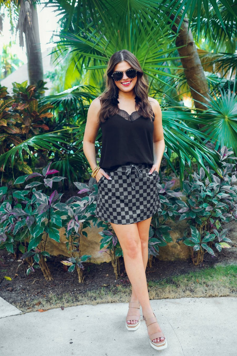 スカート sheller Leather combination tweed skort Leather combination tweed skort – shéller / シェリエ