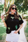 PREORDER-Drinks On Me Sequin Patch Top