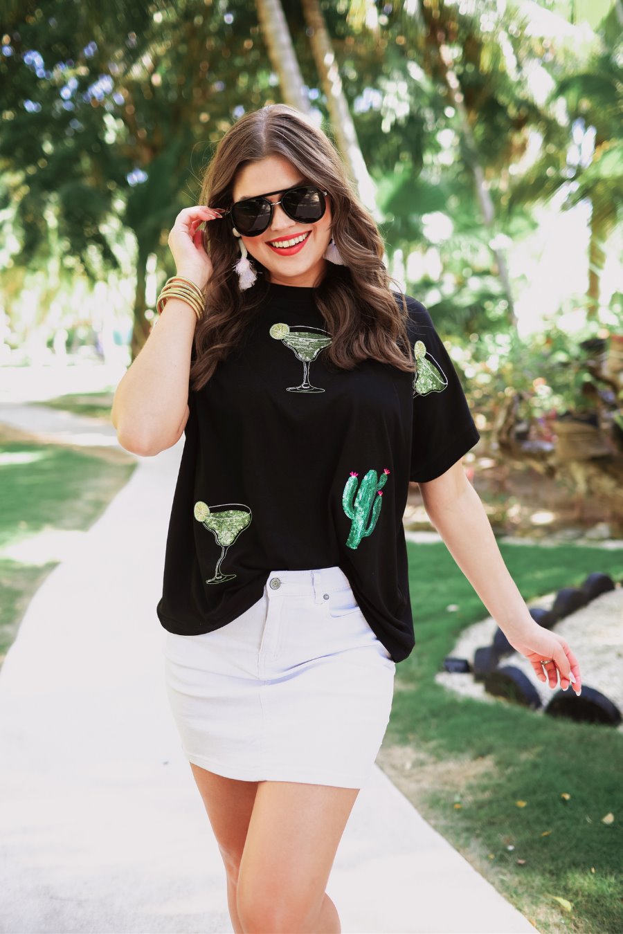 PREORDER-Drinks On Me Sequin Patch Top