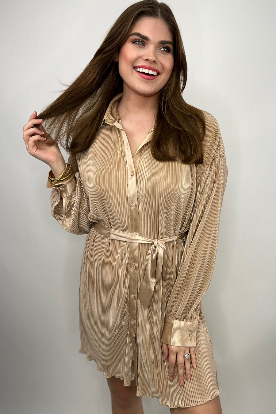 PREORDER-Hot Shot Pleated Tie Dress