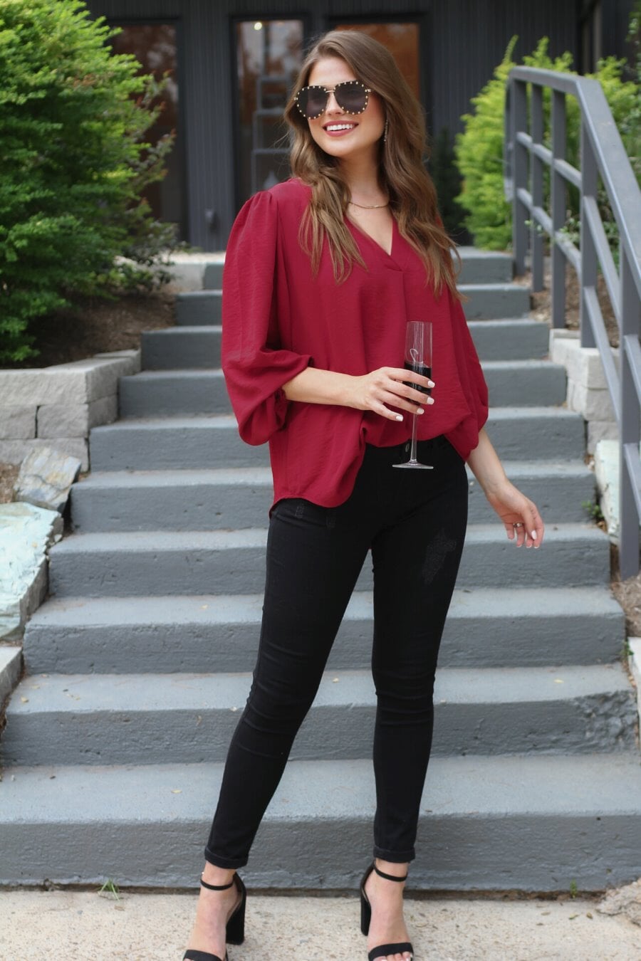 Jamie Balloon Sleeve Top - Jess Lea Boutique
