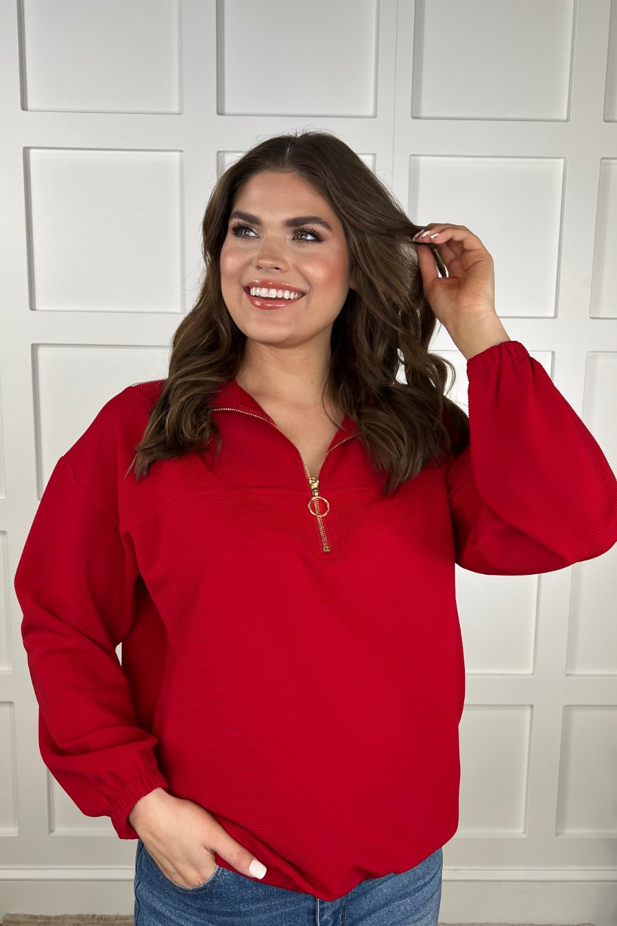 PREORDER-Levi Ribbed Quarter Zip Pullover