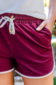 PREORDER-True Maroon Drawstring Everyday Shorts