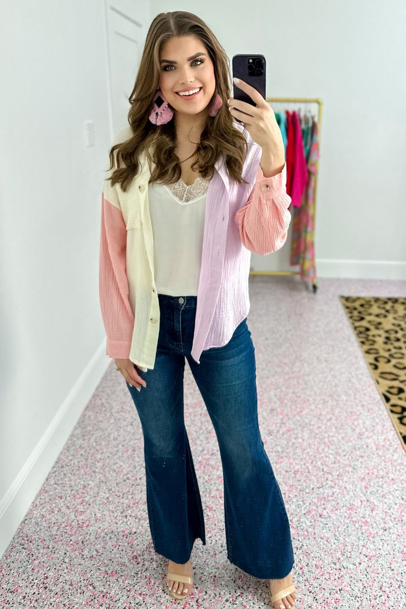 UN3D.❤️COLOR BLOCK SHEER TOP sweeten-up-color-block-gauze-
