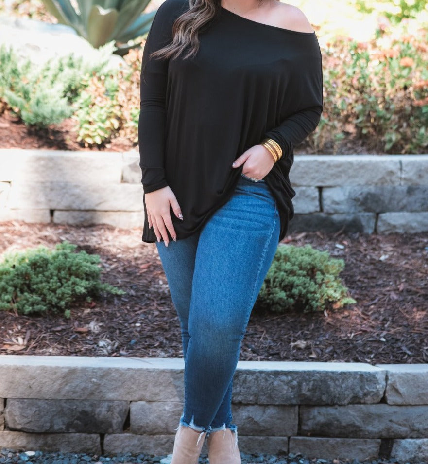 Basic Solid Long Sleeve Tunic - Jess Lea Boutique