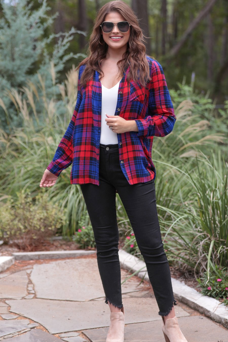 PREORDER-Adrian Plaid Button Up Top