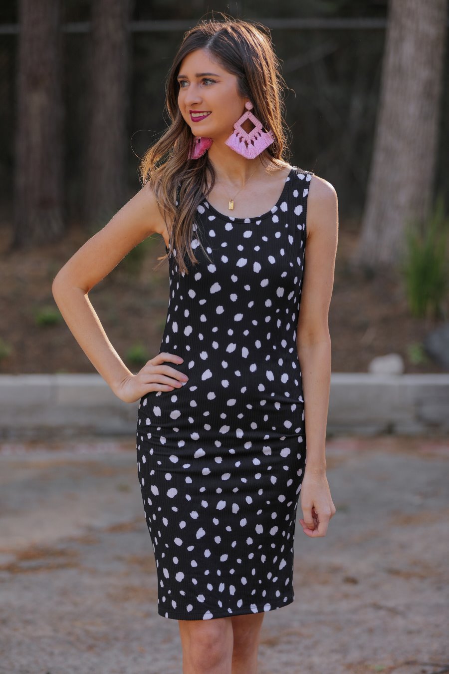 Samantha Spotted Bodycon Midi Dress - Jess Lea Boutique