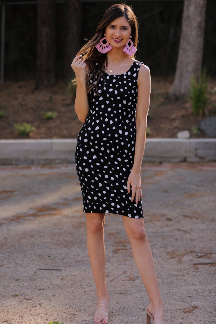 Samantha Spotted Bodycon Midi Dress - Jess Lea Boutique