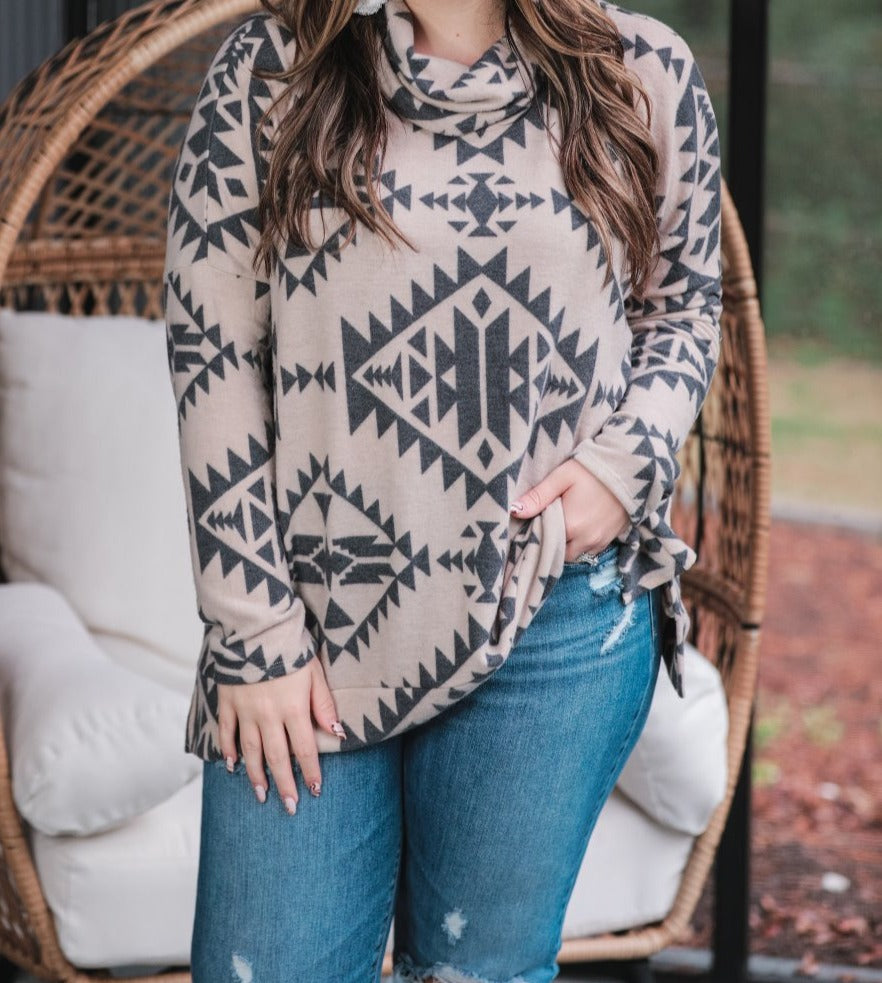 Tyler Aztec Cowl Neck Top - Jess Lea Boutique