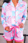 Pink Heirloom Patchwork Ruffle Pajama Set