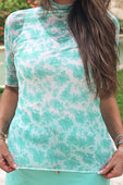 Kora Short Sleeve Mesh Top- Mint Eternal Blossom