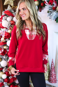 PREORDER- Juniper Plaid Pullover- Red - Jess Lea Boutique