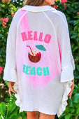Hello Beach Sequin Embroidery Coverup