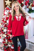 PREORDER- Juniper Plaid Pullover- Red - Jess Lea Boutique