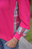 PREORDER- Juniper Plaid Pullover- Pink - Jess Lea Boutique