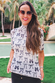Kora Short Sleeve Mesh Top- Midnight Bow