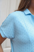 Ezra Textured Zipper Dress, Light Blue