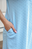 Ezra Textured Zipper Dress, Light Blue