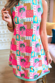 Lucy Tank Dress- Tropical Patchwork