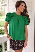 Kimber Eyelet Top, Green - Jess Lea Boutique