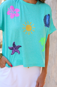 On Vacay Sequin Patch Top - Jess Lea Boutique