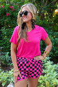 PREORDER-Pink And Black Checkered Everyday Shorts - Jess Lea Boutique