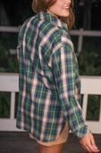 PREORDER Lola Flannel Tunic Top- Green - Jess Lea Boutique