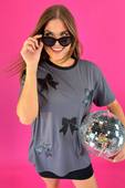 Faux Leather Bow Oversized Tee - Jess Lea Boutique