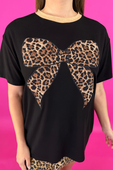 Leopard Bow Oversized Tee - Jess Lea Boutique