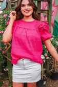 Kimber Eyelet Top, Pink - Jess Lea Boutique