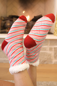 Cozy Cabin Socks- Candy Cane Stripes