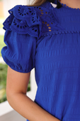 Kimber Eyelet Top, Royal Blue - Jess Lea Boutique