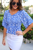 Greece Getaway Smocked Top - Jess Lea Boutique