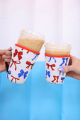 Set Of 3 Drink Sleeves, Patriotic Bow - Jess Lea Boutique