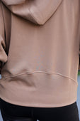 Kayla Luxe Hooded Quarter Zip Pullover- Mocha