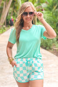 Groovy Mint Checkered Everyday Shorts