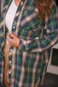 PREORDER Lola Flannel Tunic Top- Green - Jess Lea Boutique