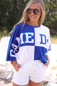 Huddle Up Color Block Top- Blue - Jess Lea Boutique