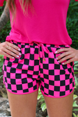 PREORDER-Pink And Black Checkered Everyday Shorts - Jess Lea Boutique