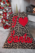 PREORDER- I Love Santa Leopard Blanket - Jess Lea Boutique