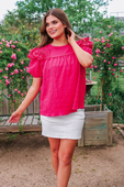 Kimber Eyelet Top, Pink - Jess Lea Boutique