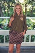 Chocolate Checkered Skort - Jess Lea Boutique