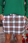 PREORDER- White Christmas Plaid Skort - Jess Lea Boutique