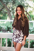 Sloane Button Up Top- Chocolate - Jess Lea Boutique