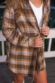 PREORDER Lola Flannel Tunic Top- Brown - Jess Lea Boutique