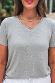 Jess Lea Basic Tee- Heathered Grey