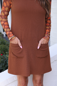 PREORDER- Rory Ribbed Jumper Dress- Chocolate - Jess Lea Boutique