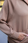 Kayla Luxe Hooded Quarter Zip Pullover- Mocha