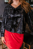 PREORDER-Betty Bow Top - Black Sequin - Jess Lea Boutique
